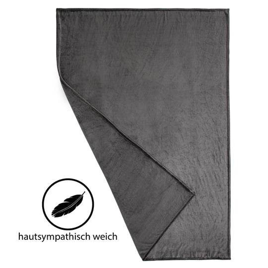 Cashmere Touch Kuscheldecke | 180 x 220 cm Dunkelgrau