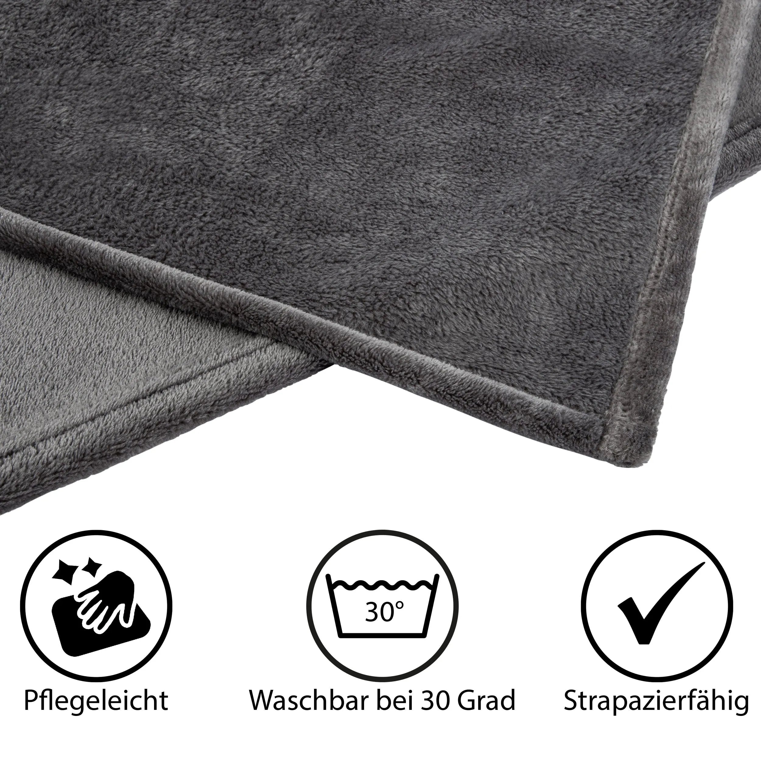 99044 Hometex Premium Textiles Cashmere Touch Kuscheldecke | Hochflor-Flausch Sofadecke | Kuschelig weich & hautsympatisch | 150 x 200 cm Dunkelgrau