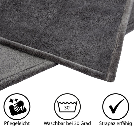 Cashmere Touch Kuscheldecke | 180 x 220 cm Dunkelgrau