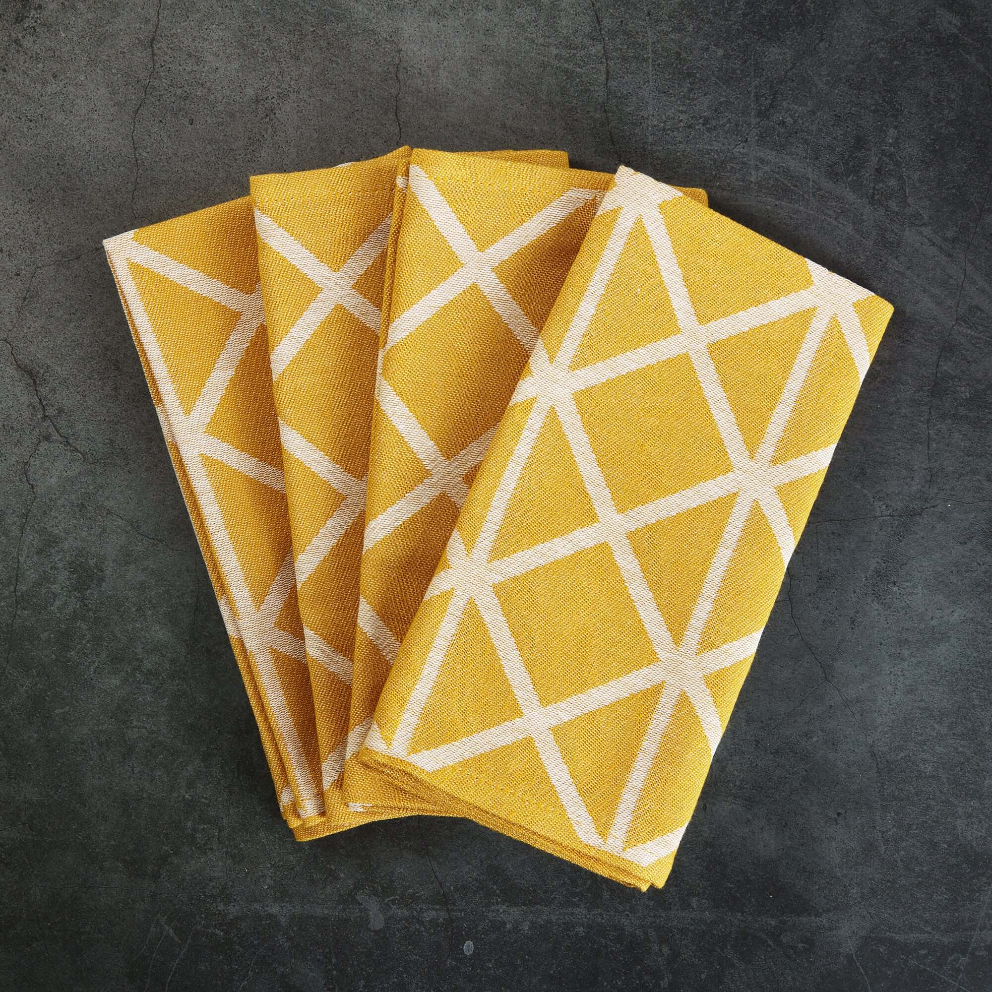 4 Stück Geschirrtücher Set Elements Mustard - MADE IN EU 50x70 cm