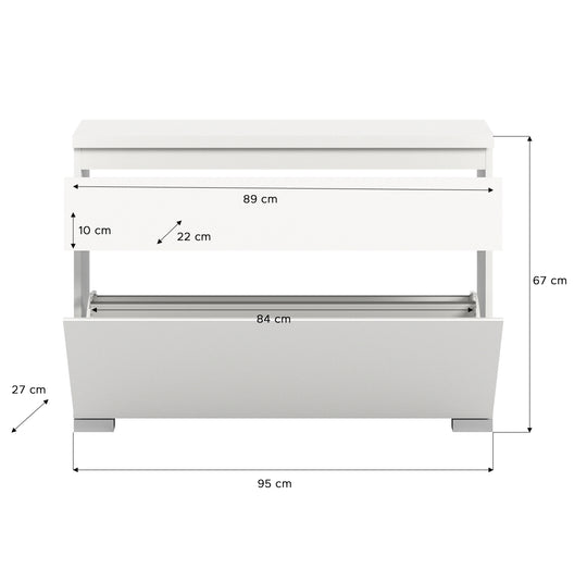 TK70 Schuhschrank (B/H/T: 95x67x27 cm) in weiß Nachbildung und Absetzung Industrial grau