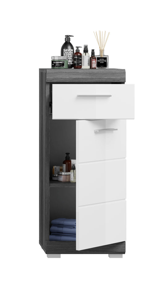 Standschrank I Modell TK15 I Design: Hochglanzfronten mit Absetzung in Rauchsilber