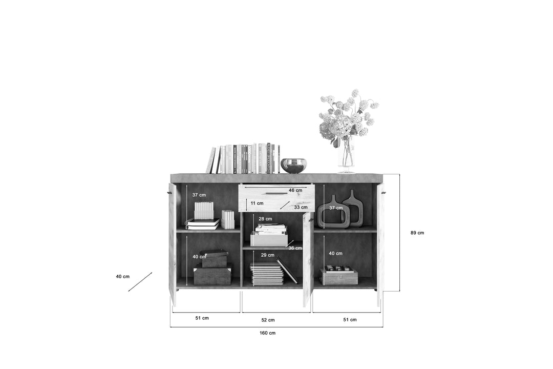 TK77 Sideboard (B/H/T: 160x89x40 cm) in Matera Nachbildung und Nox Oak Nachbildung