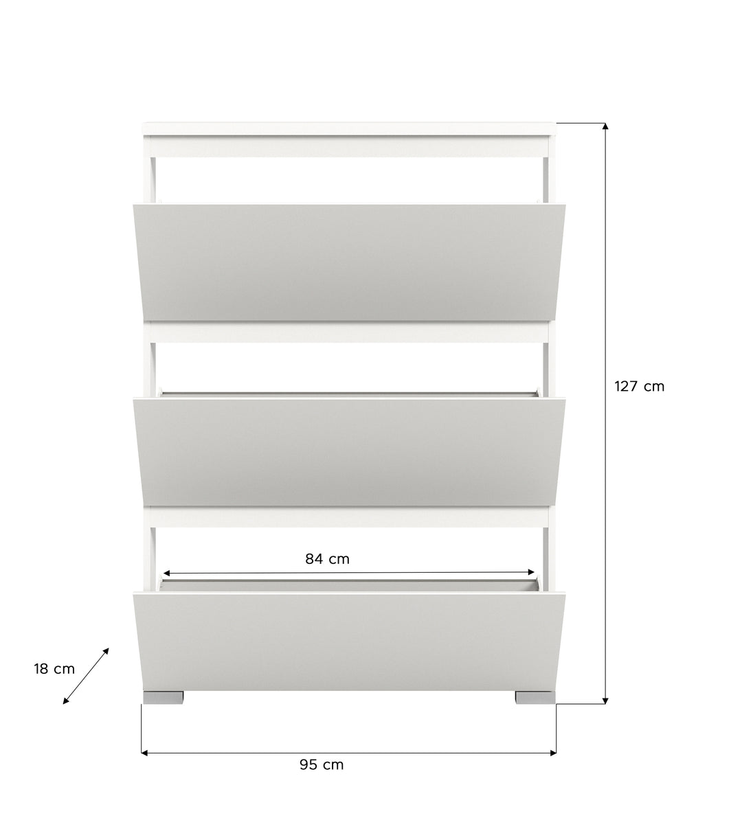 TK70 Schuhschrank (B/H/T: 95x130x18 cm) in weiß Nachbildung und Absetzung Industrial grau