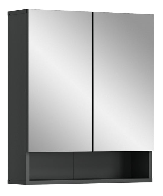 TK46 Spiegelschrank (B/H/T: 60x71x18 cm) in grau Nachbildung und Spiegelfront