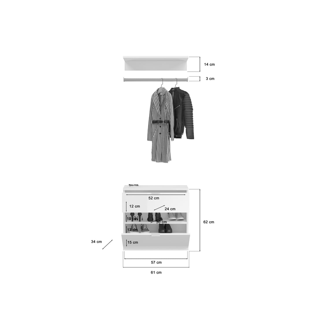 Kommode + Garderobenstange I Modell TK12