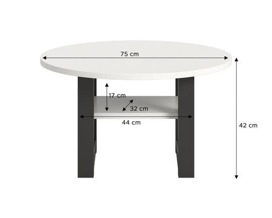 TK69 Couchtisch (B/H/T): 75x42x75 in weiß NB und grau NB