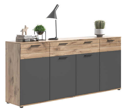 TK8 Sideboard (B/H/T: 200x91x40 cm) in Nox Oak Nachbildung und Basalt grau Nachbildung