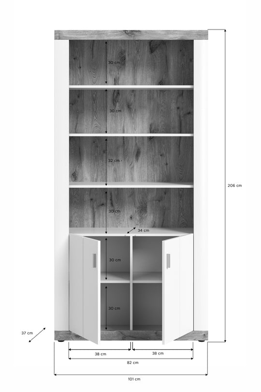 TK49 Stauraumshelf (B/H/T: 101x204x37,5 cm) in weiß Nachbildung und weiß matt tiefzieh