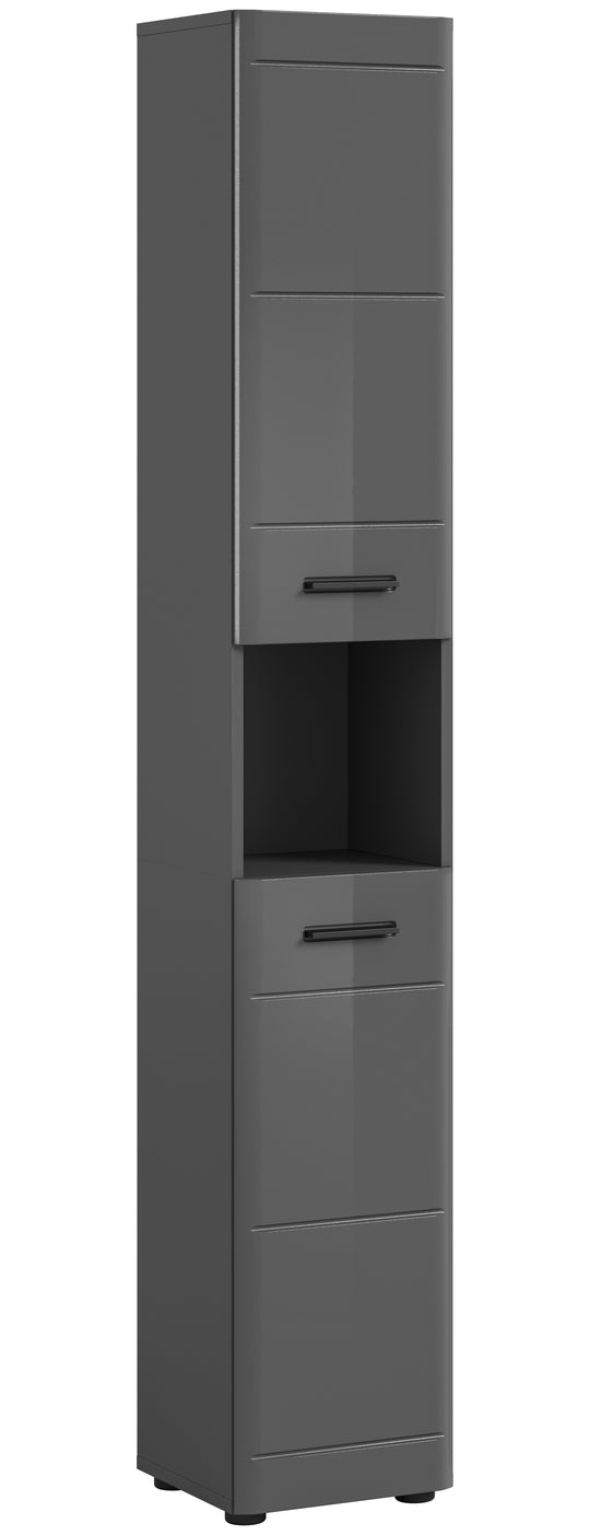 TK75 Hochschrank (B/H/T: 30x180x30 cm) in grau Nachbildung und grau Hochglanz tiefzieh