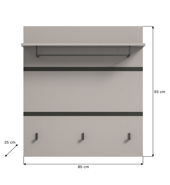 TK44 Garderobenpaneel (B/H/T: 85x93x25 cm) in grau Nachbildung