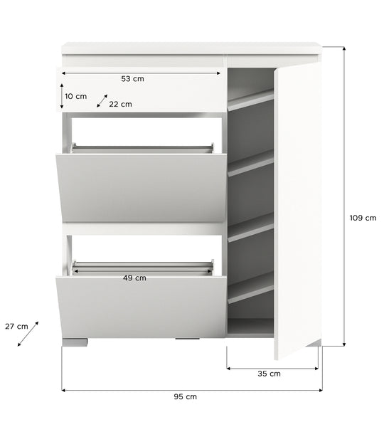 TK70 Schuhschrank (B/H/T: 95x109x27 cm) in weiß Nachbildung