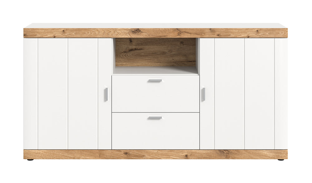 TK49 Sideboard (B/H/T: 180x89x40 cm) in weiß Nachbildung und weiß matt tiefzieh