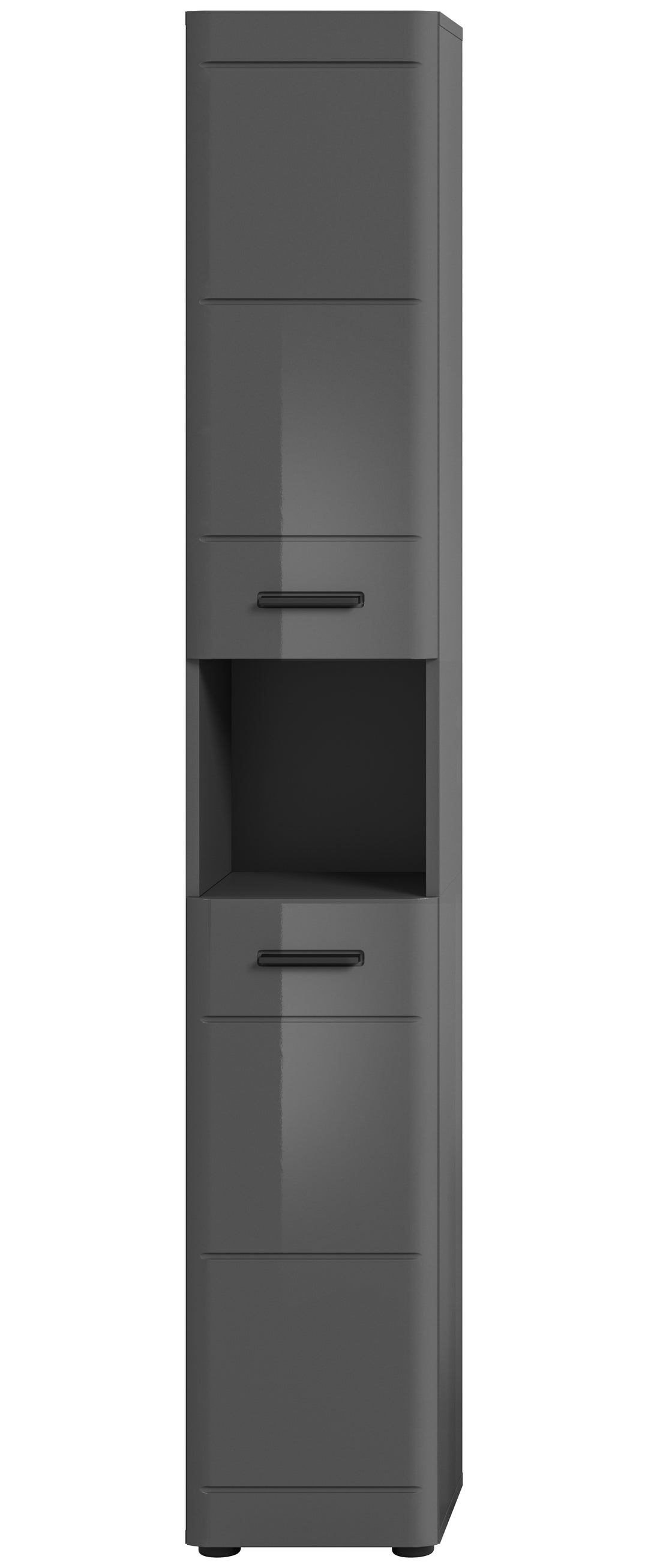 TK75 Hochschrank (B/H/T: 30x180x30 cm) in grau Nachbildung und grau Hochglanz tiefzieh