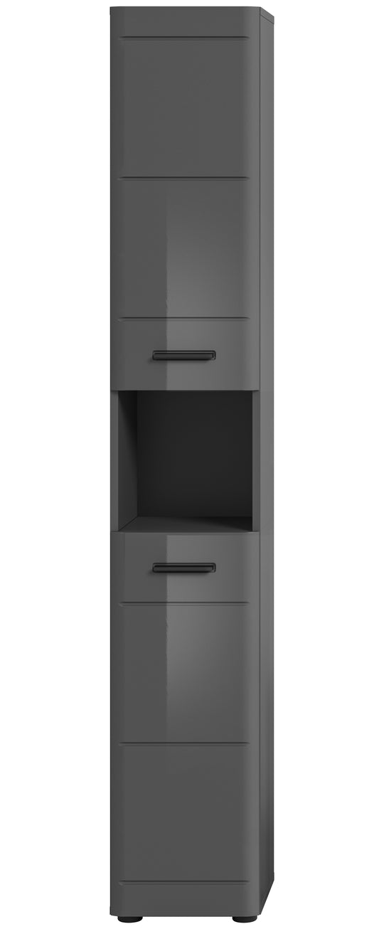 TK75 Hochschrank (B/H/T: 30x180x30 cm) in grau Nachbildung und grau Hochglanz tiefzieh