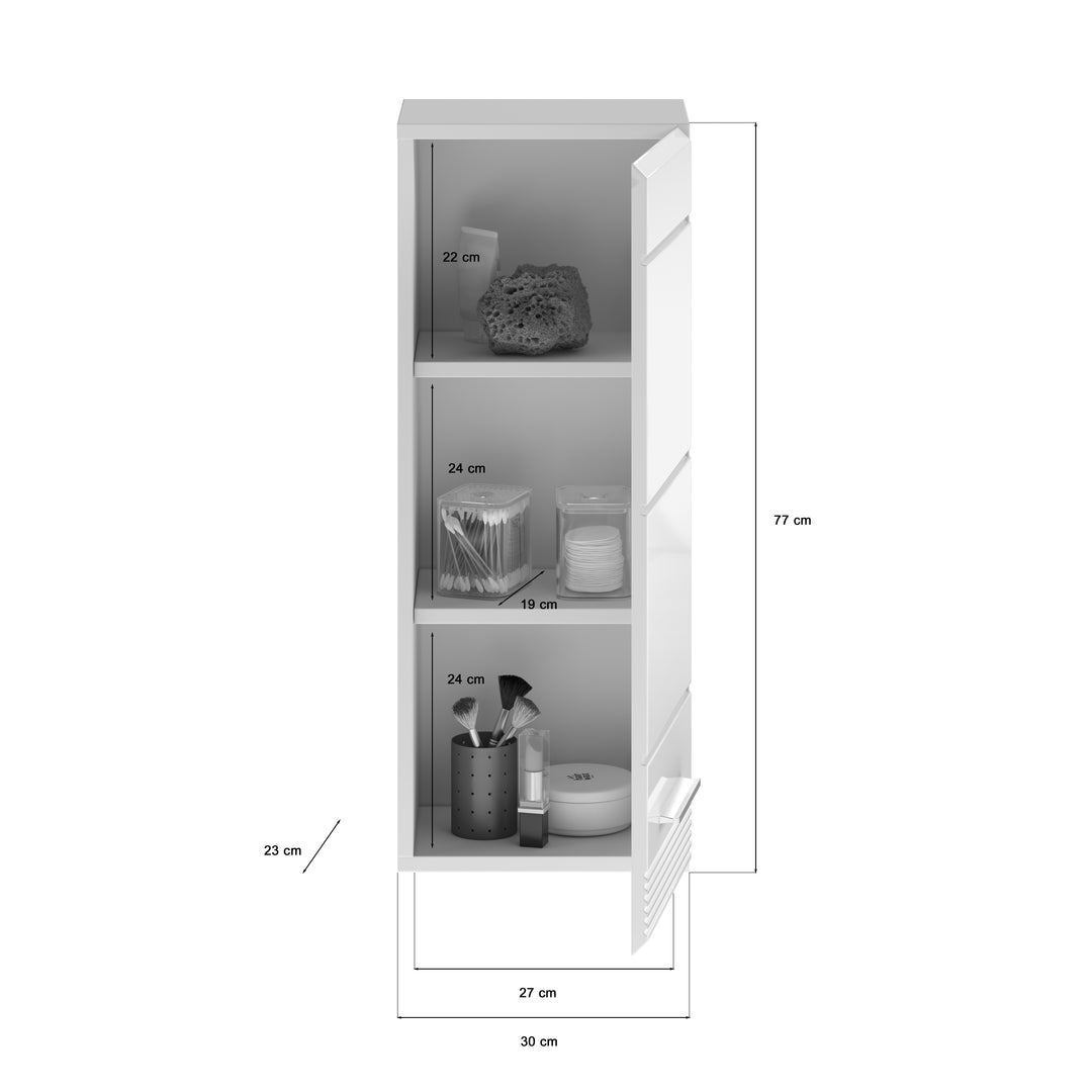 Hängeschrank I Modell TK7 I Design: Hochglanzfronten mit vertikaler Rillen-Akzentuierung