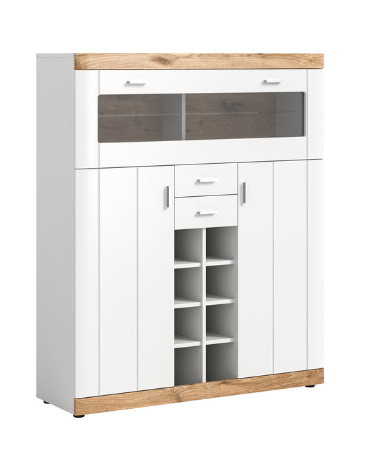 TK49 Barschrank (B/H/T: 117x140x37,5 cm) in weiß Nachbildung und weiß matt tiefzieh