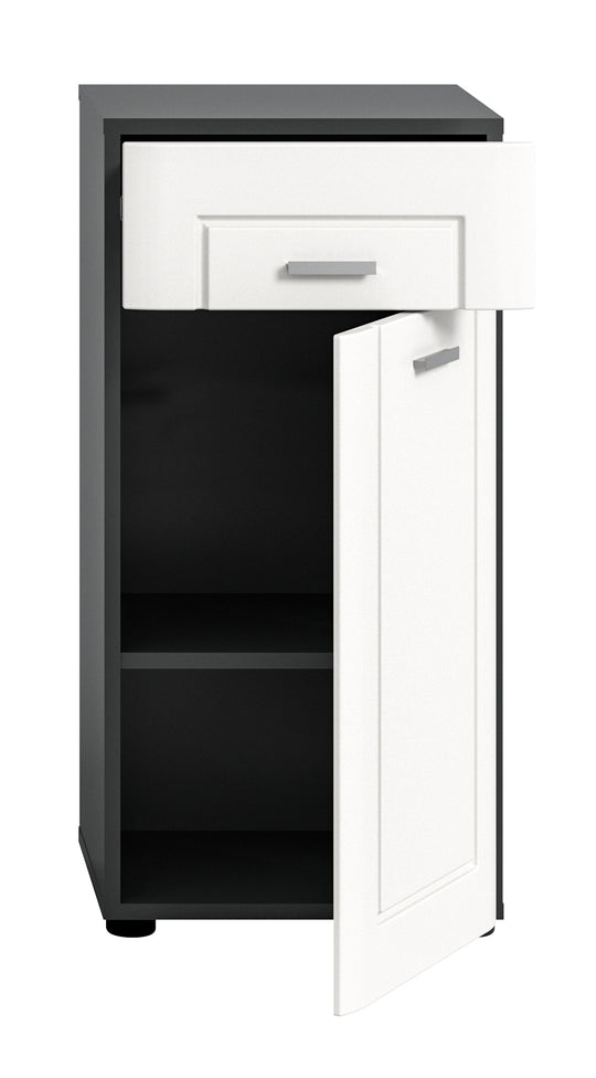 TK46 Standschrank (B/H/T: 40x82x34 cm) in grau Nachbildung und weiß matt tiefzieh