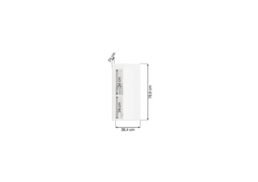 TK74 Hängeschrank (B/H/T: 36x79x24 cm) in weiß Nachbildung und weiß Hochglanz tiefzieh