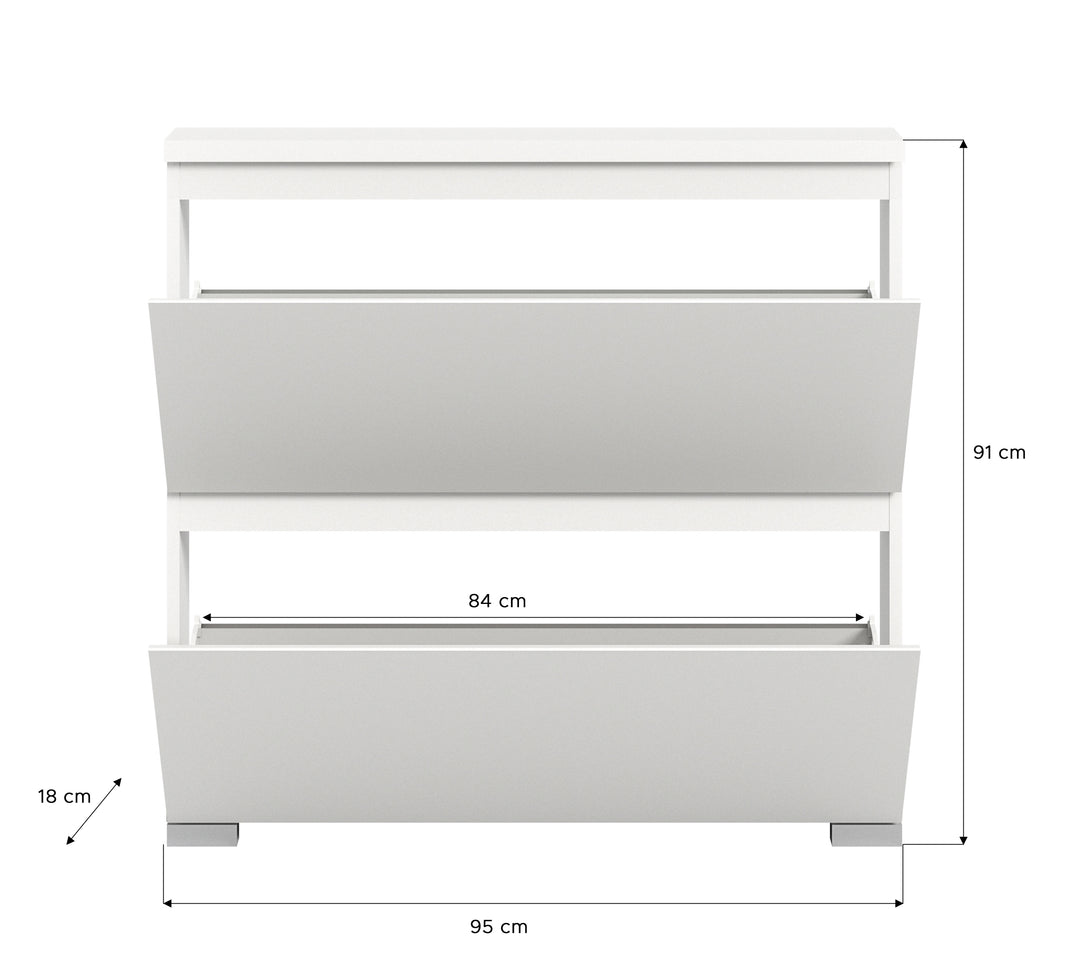 TK70 Schuhschrank (B/H/T: 95x88x18 cm) in weiß Nachbildung und Absetzung Industrial grau