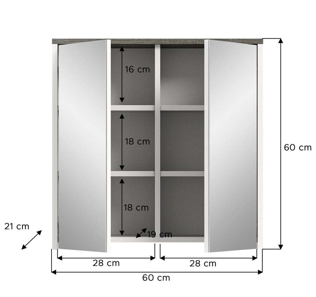 TK52 Badkombination (B/H/T: 60x180x28 cm) in weiß Nachbildung