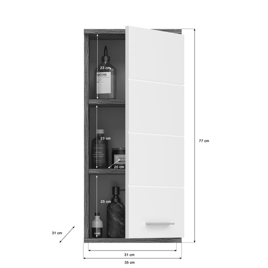 Hängeschrank I Modell TK2 I Design: Hochglanzfronten mit hochwertiger Absetzung in Rauchsilber NB