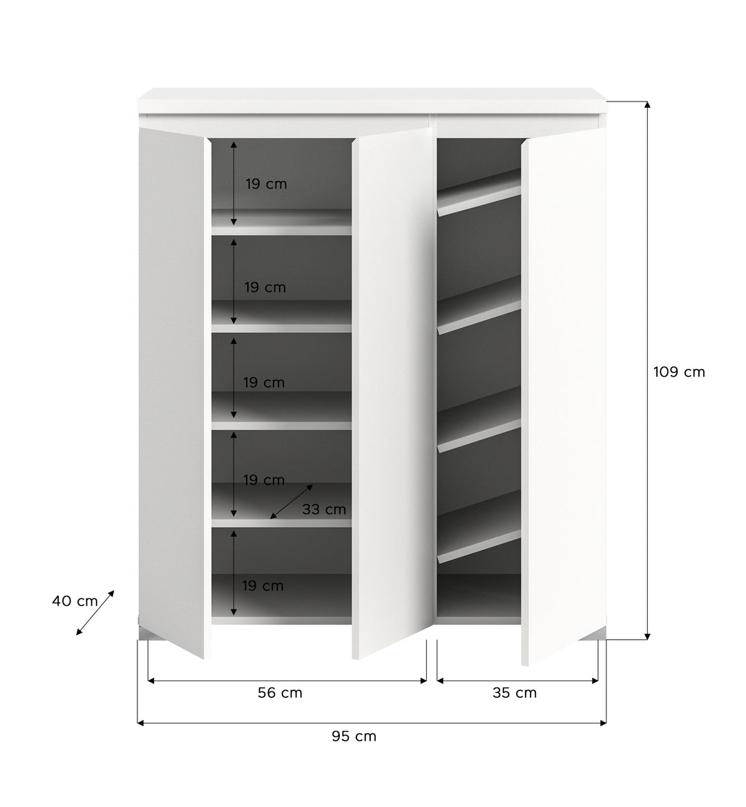 TK70 Schuhschrank (B/H/T: 95x109x40 cm) in weiß Nachbildung und Absetzung Industrial grau