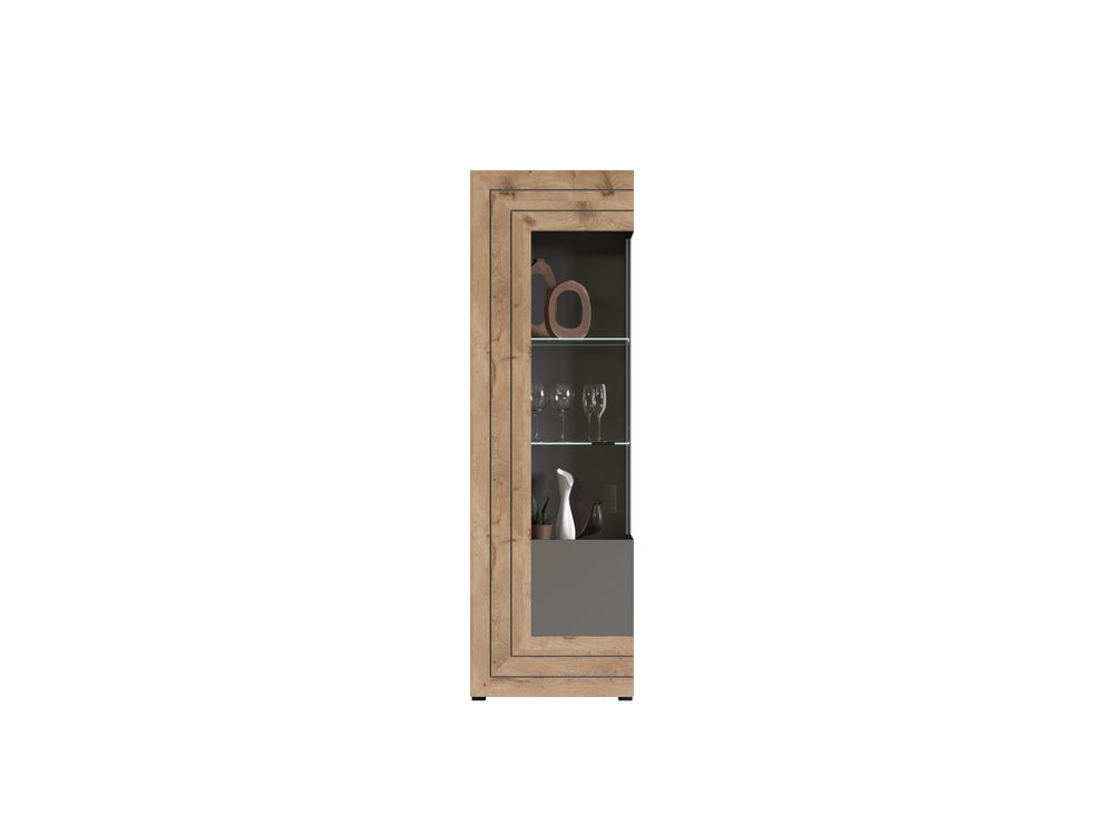 TK4 Vitrine (B/H/T: 60x194x37 cm) in grau Nachbildung