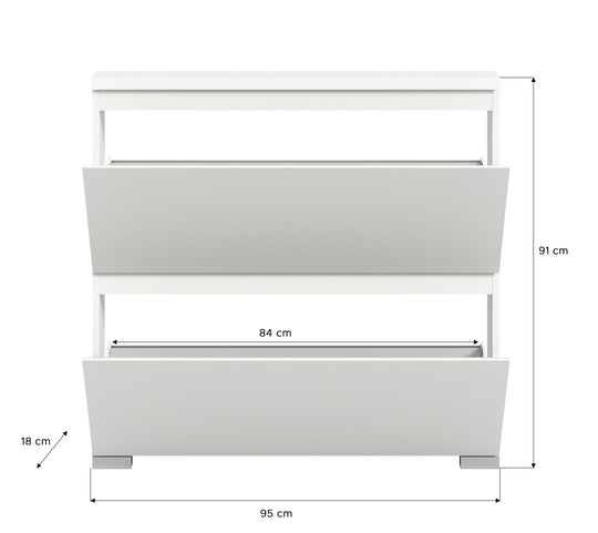 TK70 Schuhschrank (B/H/T: 95x88x18 cm) in weiß Nachbildung