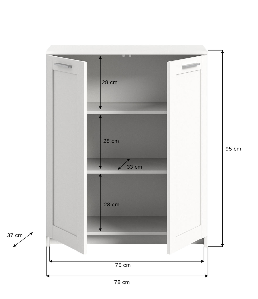 TK43 Kommde (B/H/T: 78x95x37 cm) in weiß Nachbildung und weiß Nachbildung