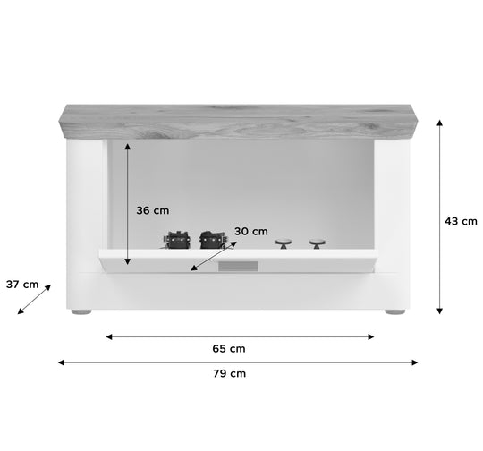 TK54 Sitzbank (B/H/T: 79x44x37 cm) in weiß Nachbildung und weiß matt tiefzieh