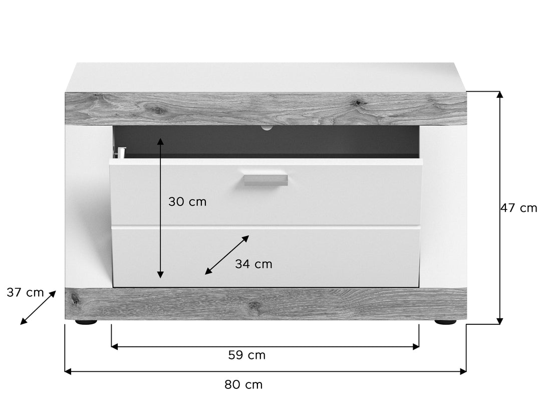 TK49 Garderobenkombination (B/H/T: 171x191x37 cm) in weiß Nachbildung und weiß matt tiefzieh