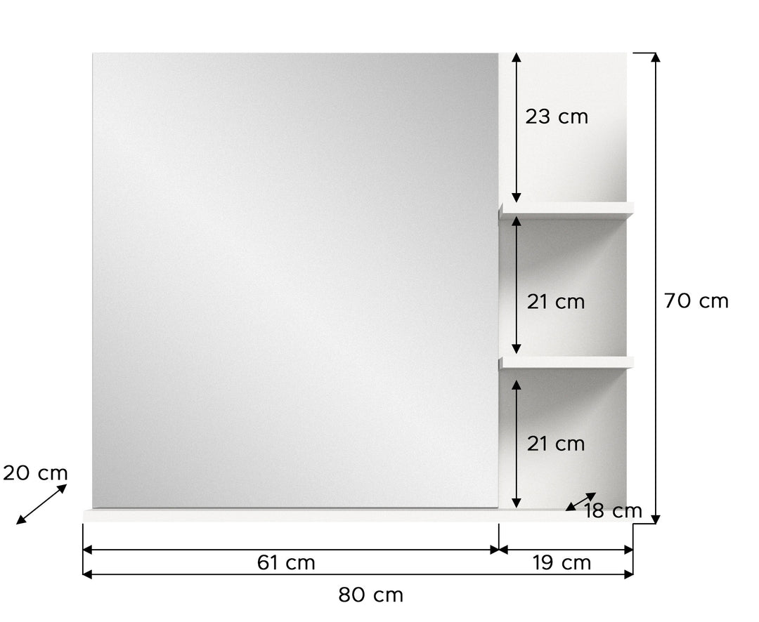 TK49 Spiegel (B/H/T: 80x70x20 cm) in weiß Nachbildung und Spiegelfront