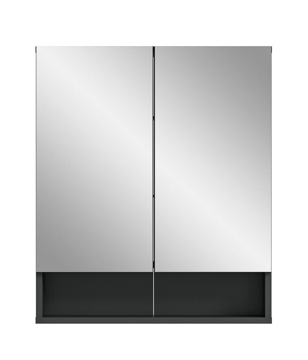 TK46 Spiegelschrank (B/H/T: 60x71x18 cm) in grau Nachbildung und Spiegelfront