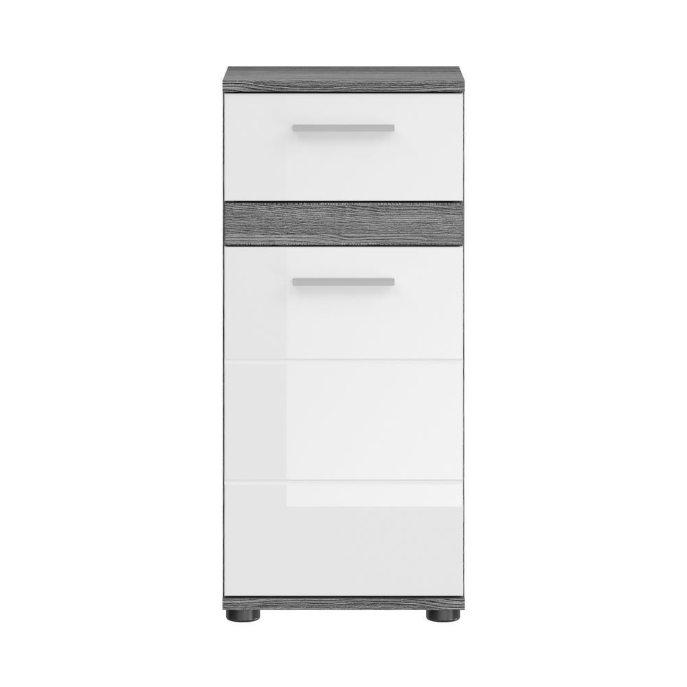 Standschrank I Modell TK2 I Design: Hochglanzfronten mit hochwertiger Absetzung in Rauchsilber NB