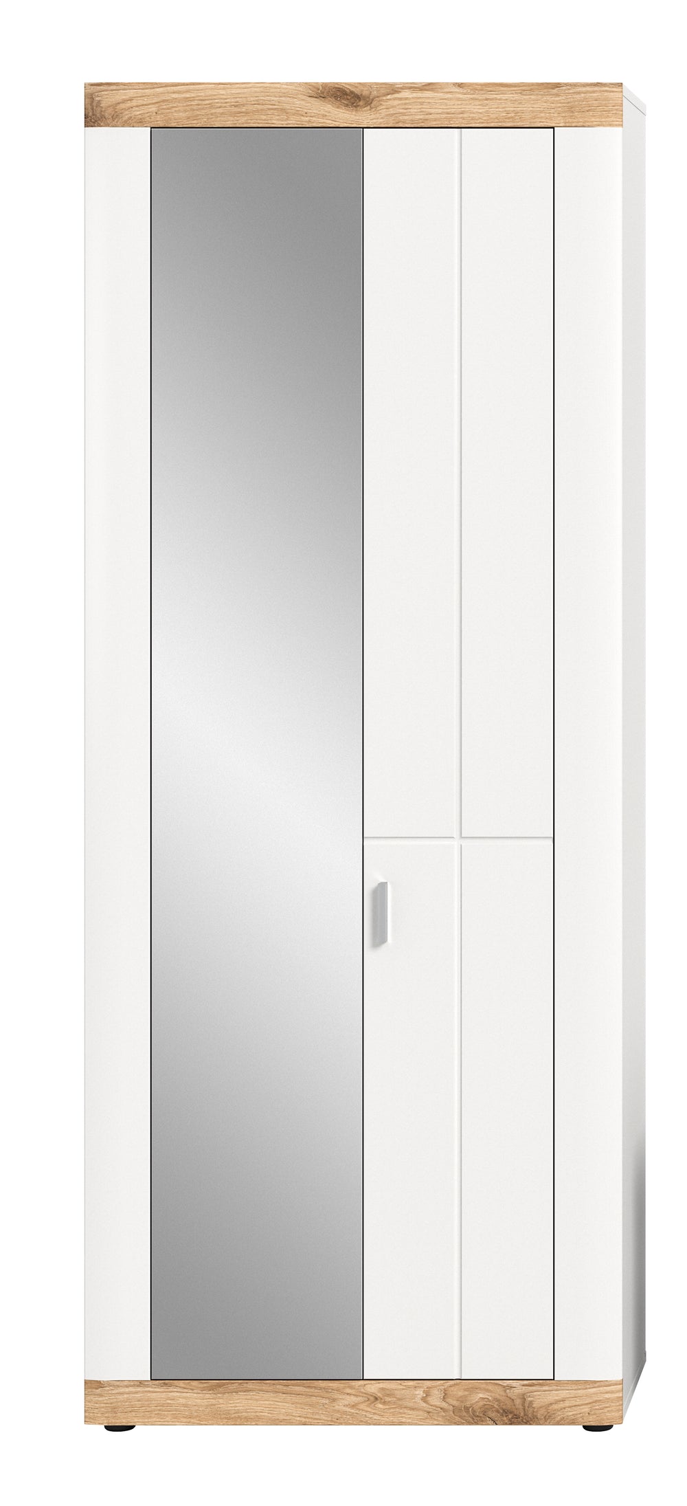 TK49 Garderobenschrank (B/H/T: 77x193x37 cm) in weiß Nachbildung und weiß matt tiefzieh