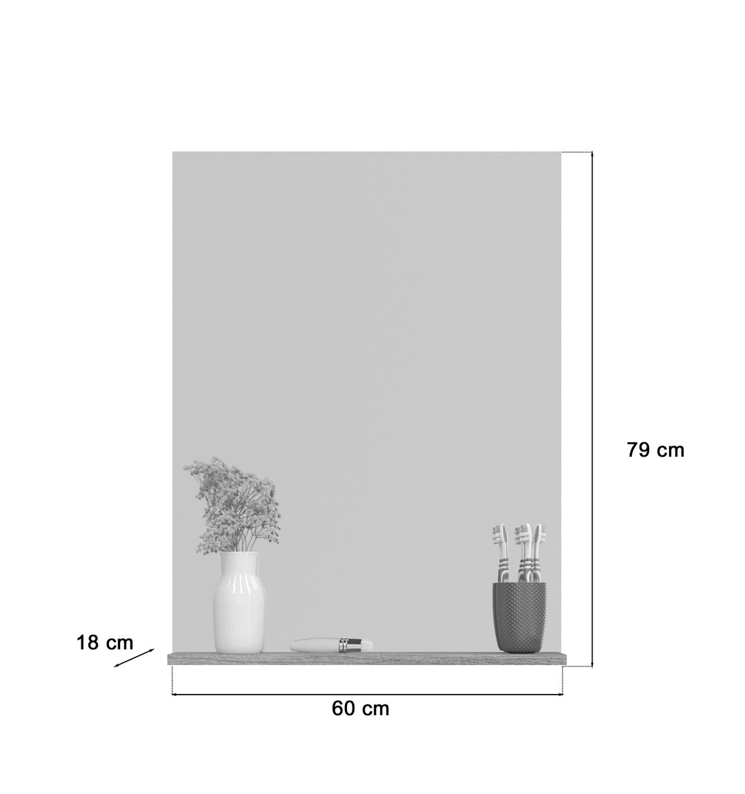 TK76 Spiegel (B/H/T: 60x79x18 cm) in Rauchsilber Nachbildung und