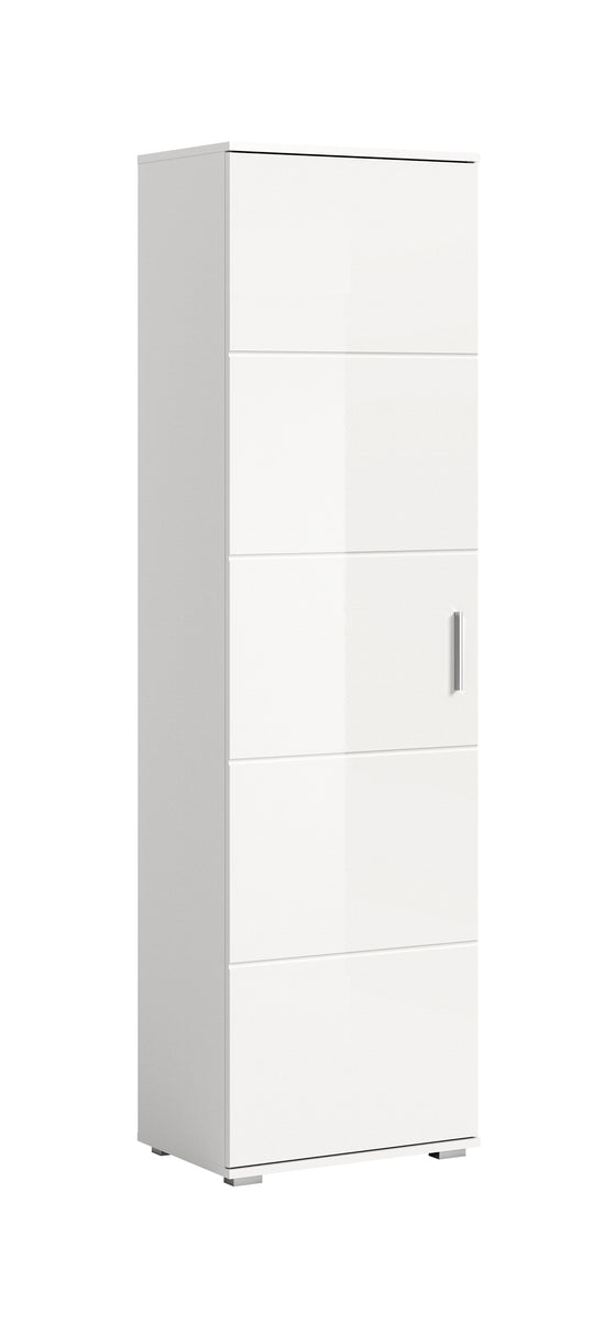 TK61 Garderobenschrank (B/H/T: 55x191x37 cm) in weiß Nachbildung und weiß Hochglanz