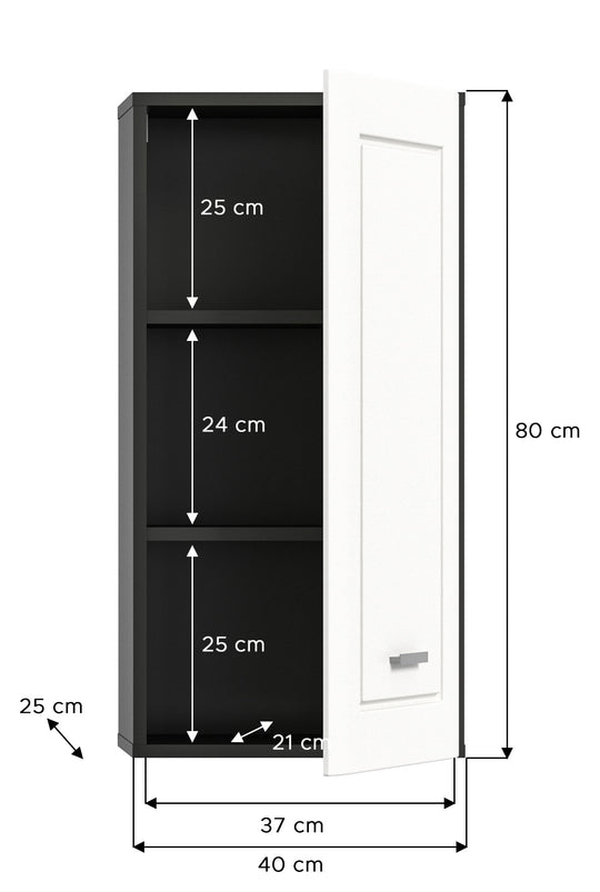 TK46 Hängeschrank (B/H/T: 40x82x25 cm) in grau Nachbildung und weiß matt tiefzieh