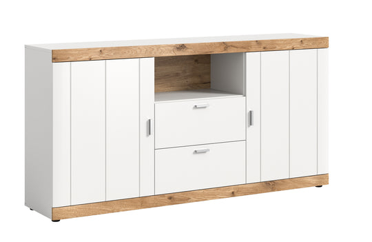 TK49 Sideboard (B/H/T: 180x89x40 cm) in weiß Nachbildung und weiß matt tiefzieh