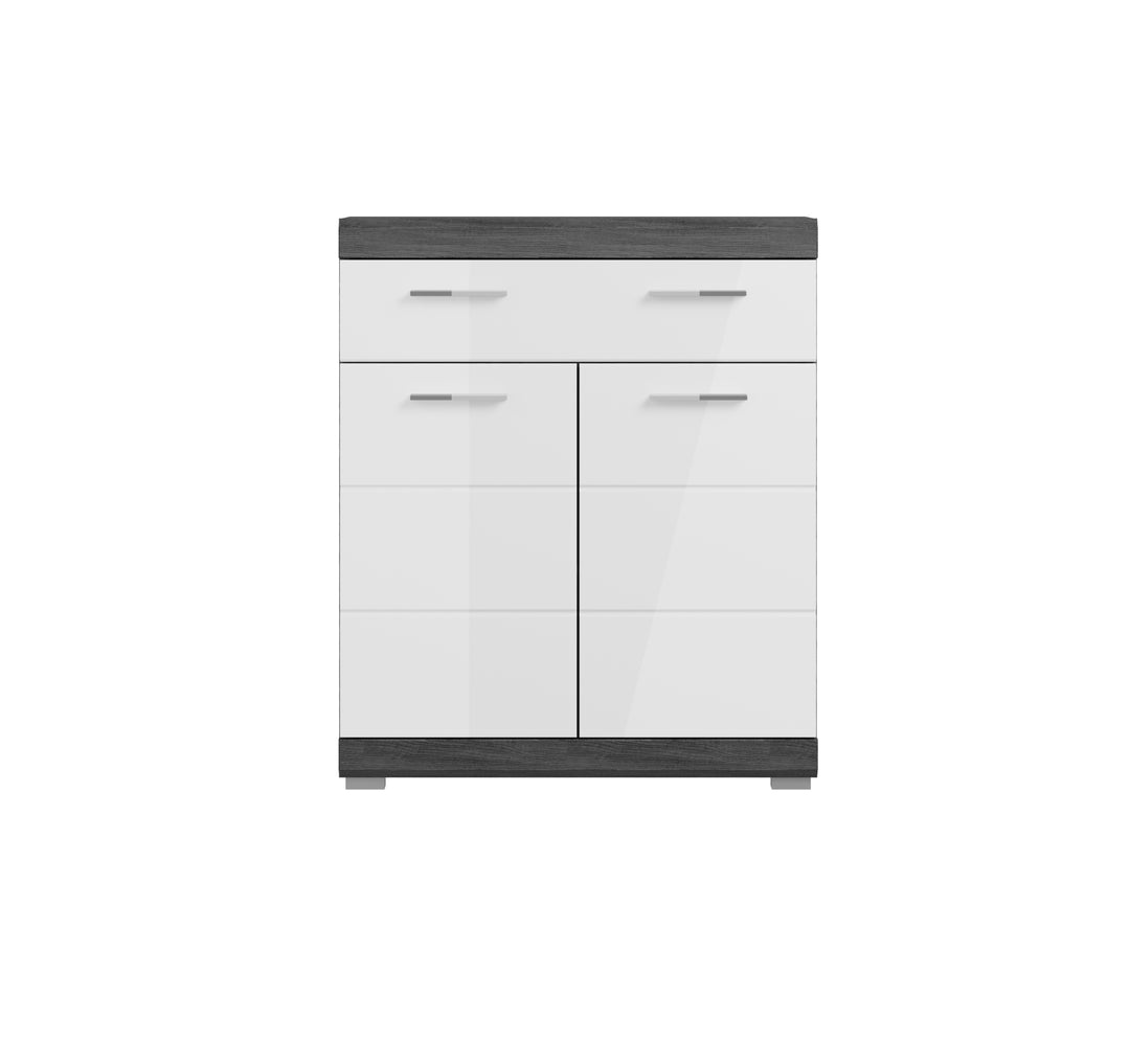 Standschrank I Modell TK15 I Design: Hochglanzfronten mit Absetzung in Rauchsilber