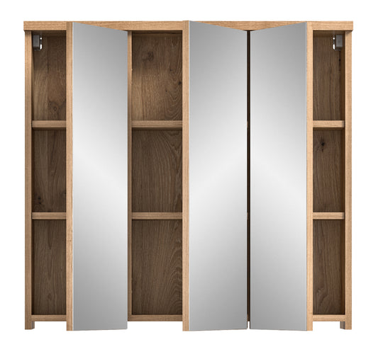 TK42 Spiegelschrank (B/H/T: 80x75x20 cm) in Nox Oak Nachbildung und Spiegelfront