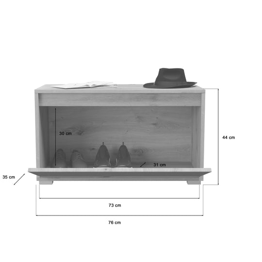 Sitzbank I Modell TK18 I Design: Moderne Farbkombination Korpus Eiche / Front Grau mit Absetzung der Front in Eiche