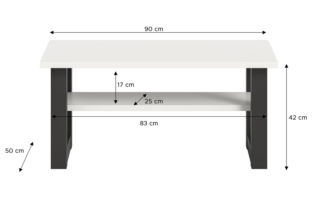 TK69 Couchtisch (B/H/T): 90x42x50 in weiß NB und grau NB