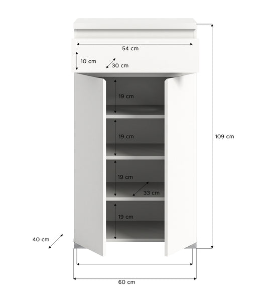 TK70 Schuhschrank (B/H/T: 60x109x40 cm) in weiß Nachbildung