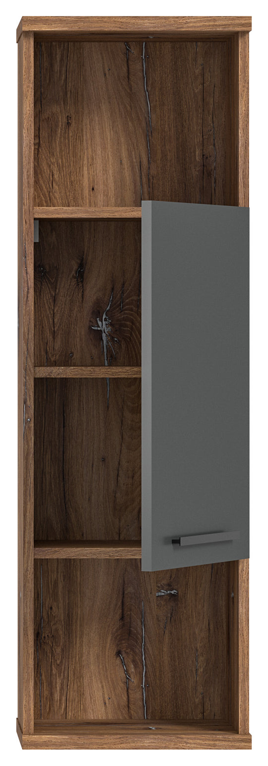 TK65 Hochschrank (B/H/T: 35x112x25 cm) in grau Nachbildung und Flagstaff Oak Nachbildung