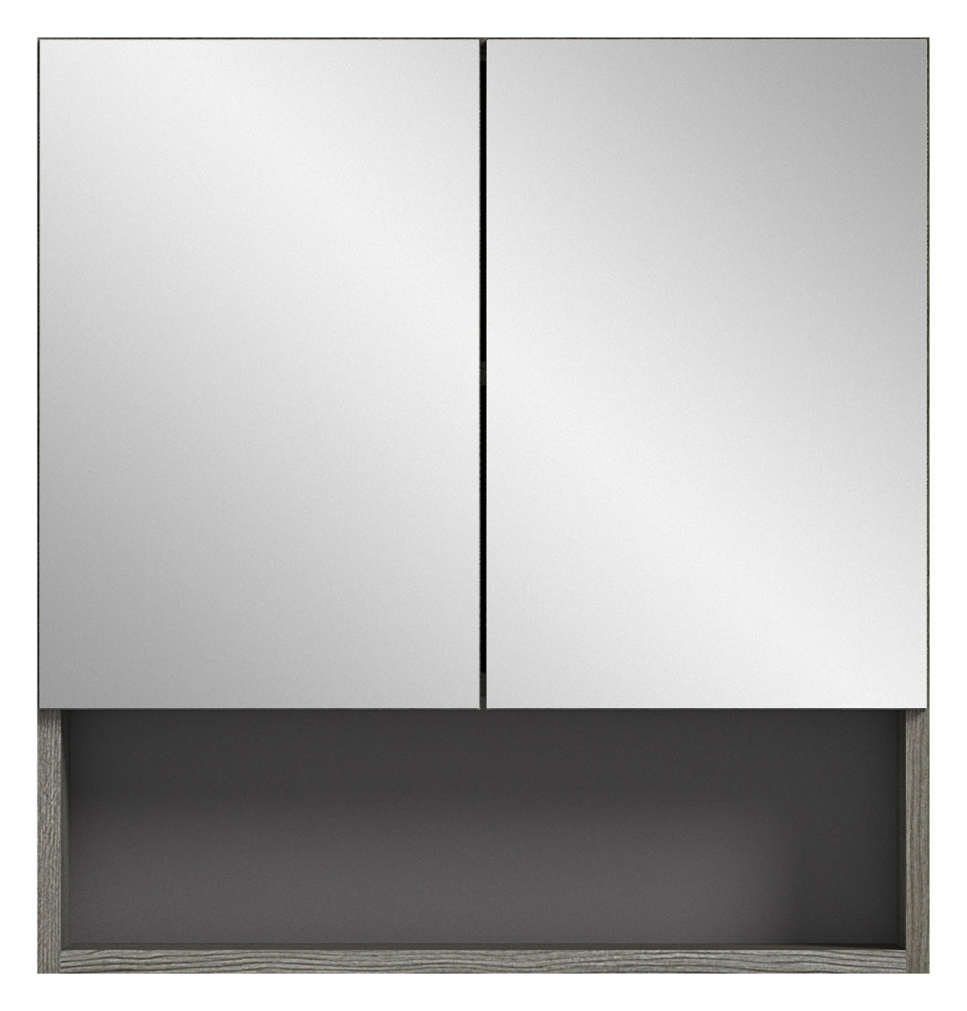 TK72 Spiegelschrank (B/H/T: 60x63x16 cm) in Rauchsilber Nachbildung