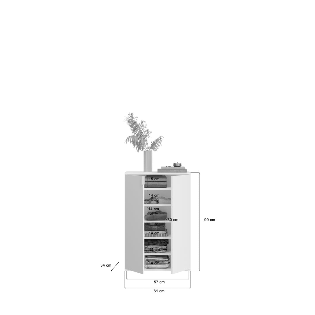 TK12 Garderobenkombination (B/H/T: 152x99x34 cm) in weiß Nachbildung und weiß Hochglanz