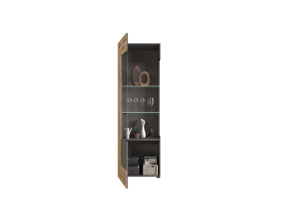 TK4 Vitrine (B/H/T: 60x194x37 cm) in grau Nachbildung