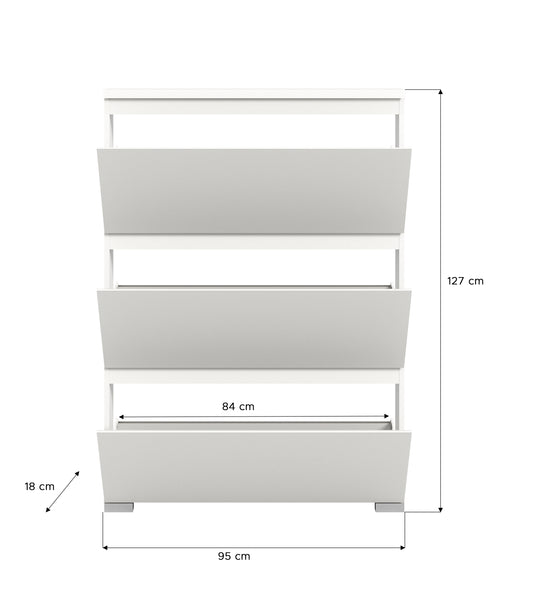 TK70 Schuhschrank (B/H/T: 95x130x18 cm) in weiß Nachbildung